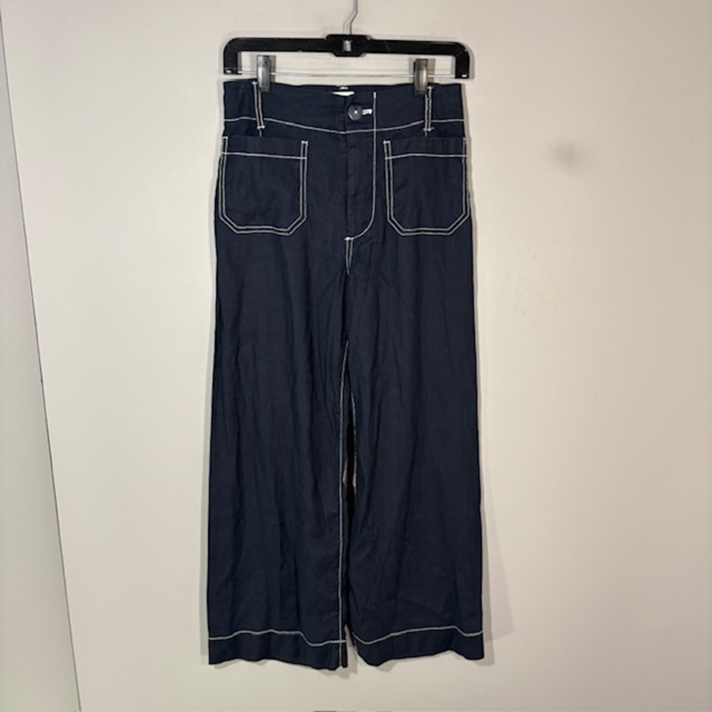 Maeve Anthropologie Pants Womens 26 Blue The Colette High Rise Wide Leg Stretch